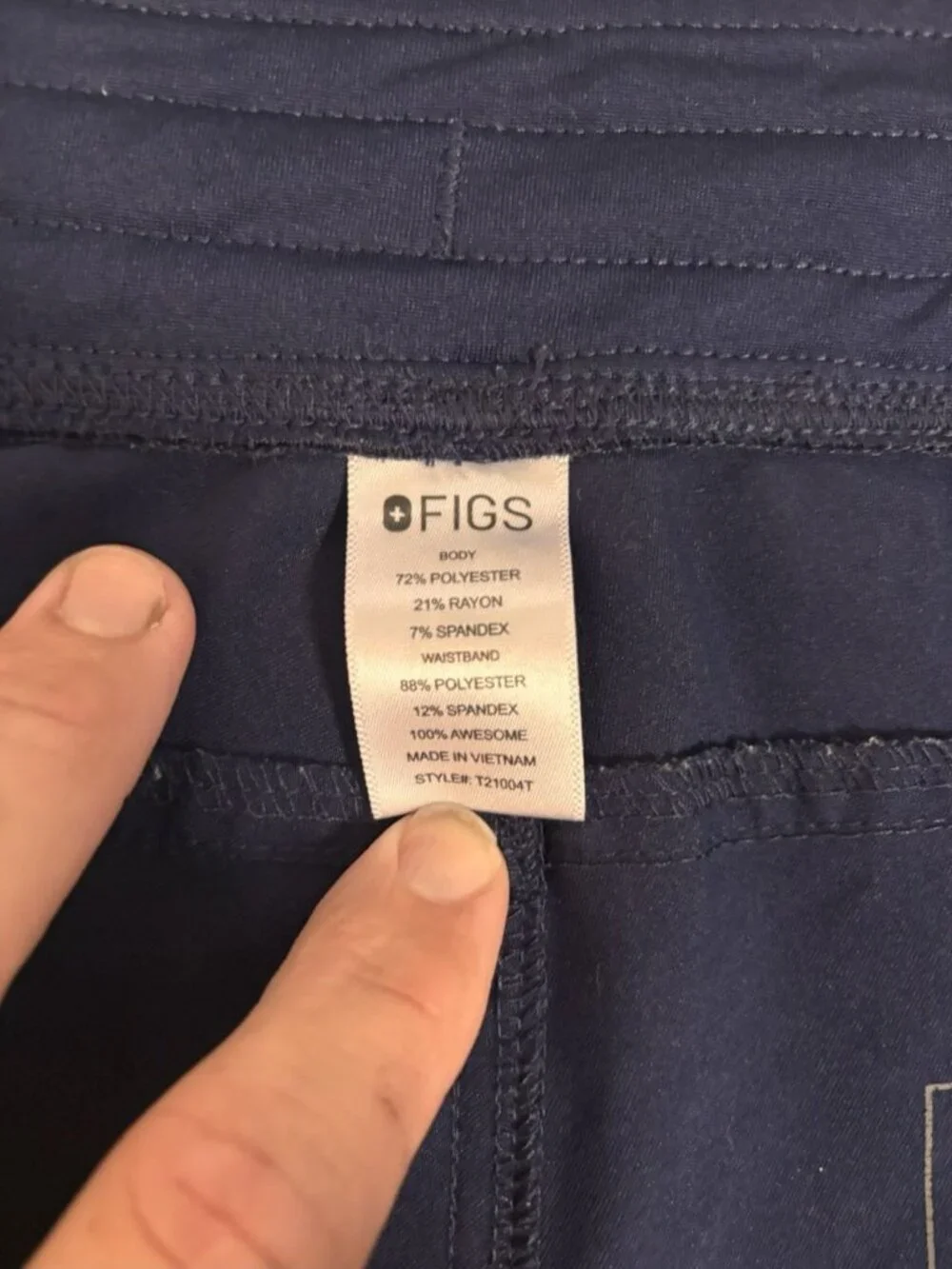 FIGS Technical Collection Scrub Pants XXL Tall Navy Blue Drawstring Stretch